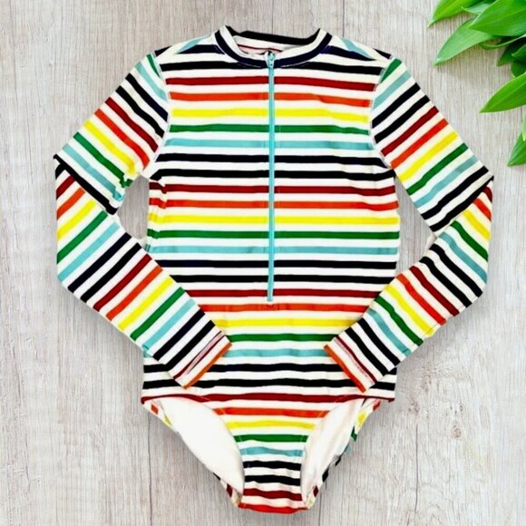 Primary Other - PRIMARY Long Sleeve One-Piece Rainbow Stripe Rash Guard Swim Suit Swimsuit 10